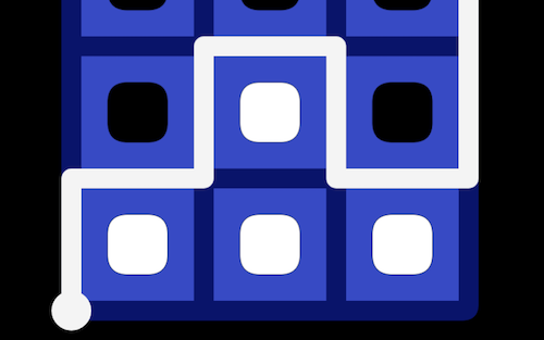 I line is drawn between squares to solve a puzzle.